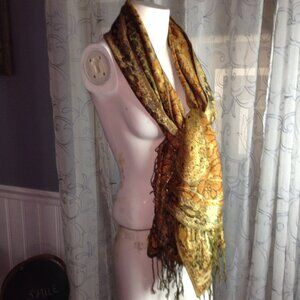 Pashmina; 100% Pashmina, Orange/Gold/Brown. Great for Fall; Avant Garde, Classic